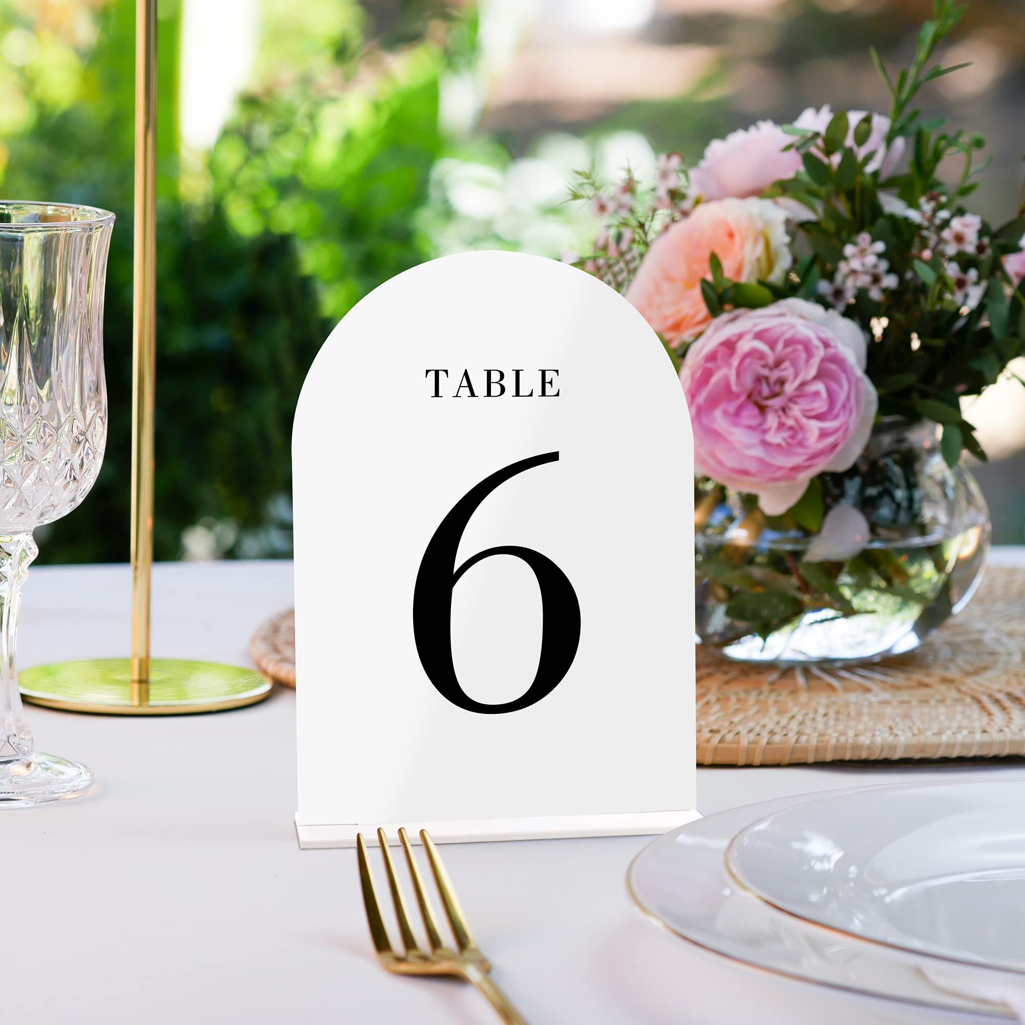 YourGala White Arch Wedding Table Numbers with Double Sided Lettering 1-20, Acrylic Signs with Stands, Perfect for Weddings, Events, Parties, Ceremonies