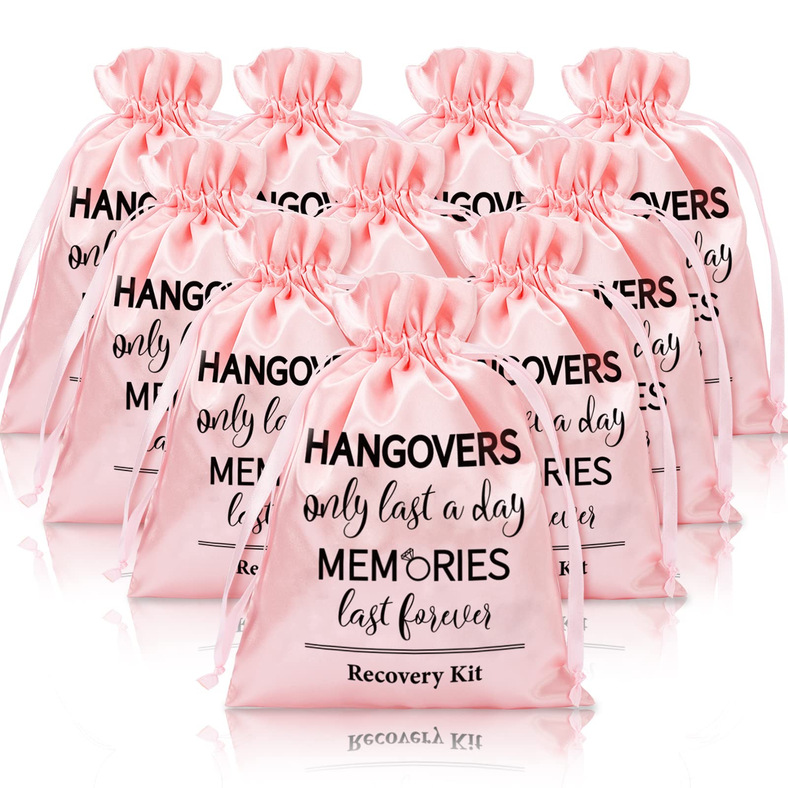 AnyDesign 10Pcs Wedding Hangover Kit Bags Pink Bachelorette Party Favor Hangover Kit Bags Large Drawstring Gift Wrap Bags Survival Recovery Kit Bags for Wedding Bridal Shower Party Favors, 6 x 8 Inch