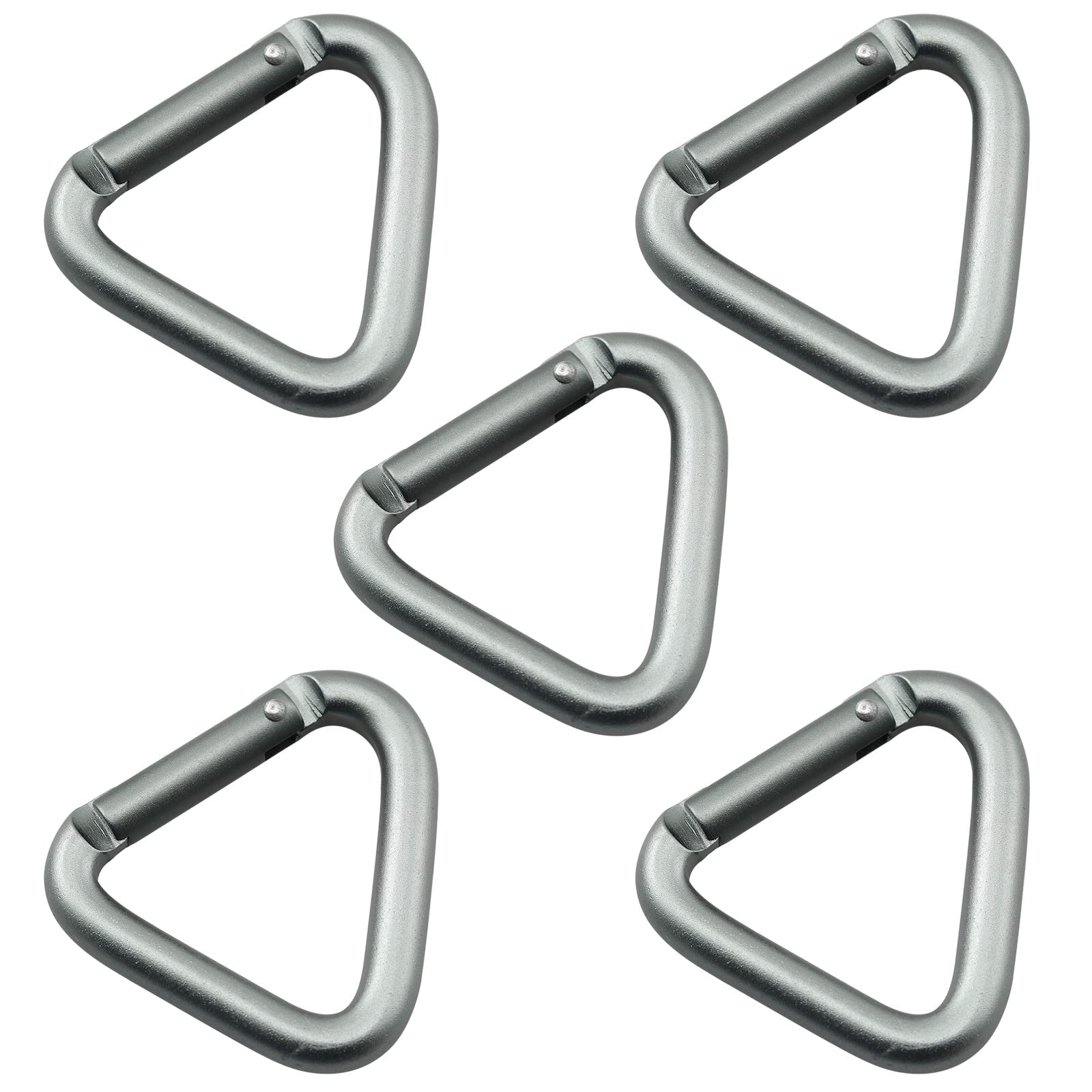 Lind Kitchen 5PCS 54mm Triangle Brushed Aluminum Alloy Keychain Kettle Buckle Triangle Outdoor Camping Hiking Keychain Snap Clip Hook, Gun Black