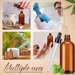 Lallisa 48 Pcs Glass Dropper Bottles with Eye Dropper Dispensers Lab Dropping Bottles with 4 Pcs Long Pipettes 4 Funnel and 80 Label for Travel Cuticle Massage Essential Oils Perfume (Amber,4 oz)