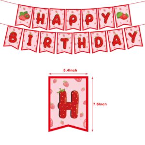 GLASNES Strawberry Happy Birthday Banner Strawberry Birthday Party Decorations Baby Shower Summer Fruit Birthday Party