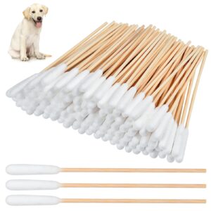 aemygo 300 pieces cotton swabs for dogs, 6 inch pet cotton ear buds for puppy long qtips for dogs ear cotton buds dog ear care cotton sticks for apply medicine, clean wound