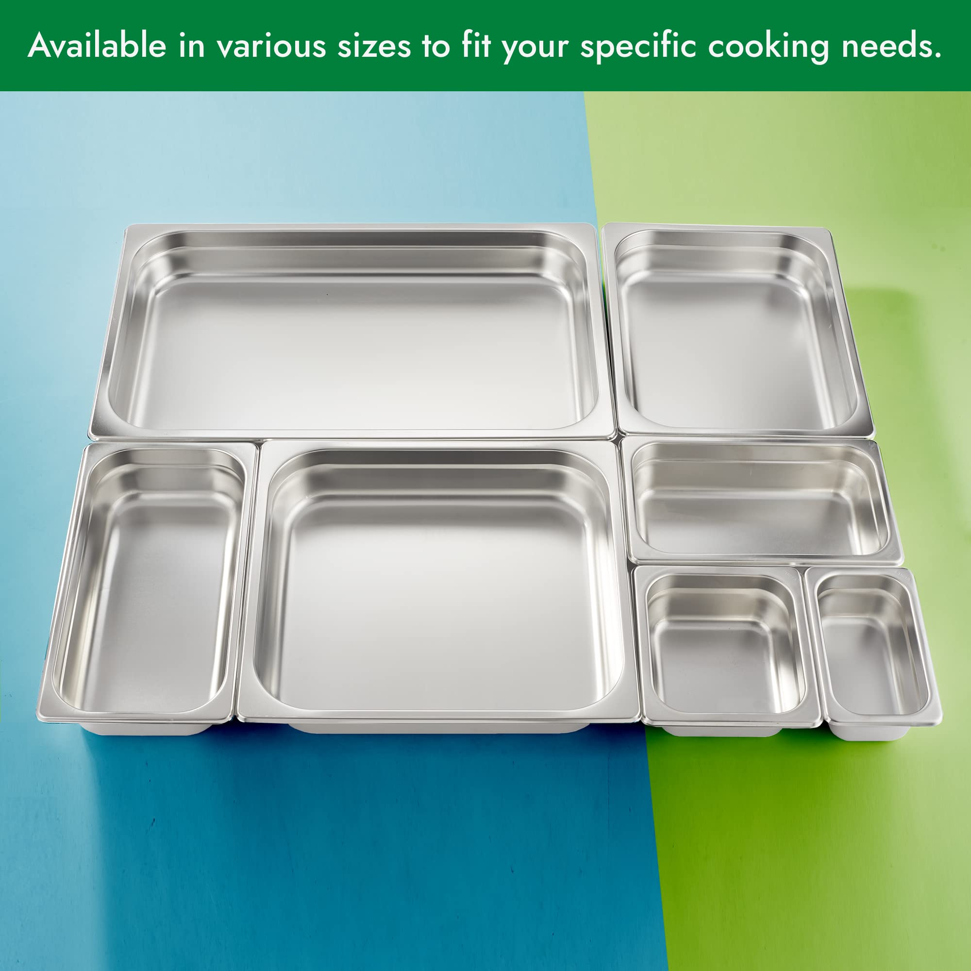 HECMAC 6 Pack Anti-Jam Hotel Pans, 1/3 Size 4 Inch Deep, Commercial Stainless Steel Chafing Steam Table Pan, Catering Storage Metal Food Pan