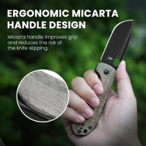 Kizer Bugai Pocket Knife 3.11 Inches Black Stonewash 3V Steel Blade Folding Knife Black Micarta Handle EDC Knife for Men Women Outdoor Camping Hunting Hiking Carving V3627A1