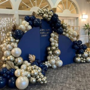 Navy Blue Balloon Garland Double Stuffed Pearl White Royal Blue Balloon Dark Blue Gold Balloon arch Kit for Birthday Party Baby Shower Wedding Graduation Bridal Shower Decoration