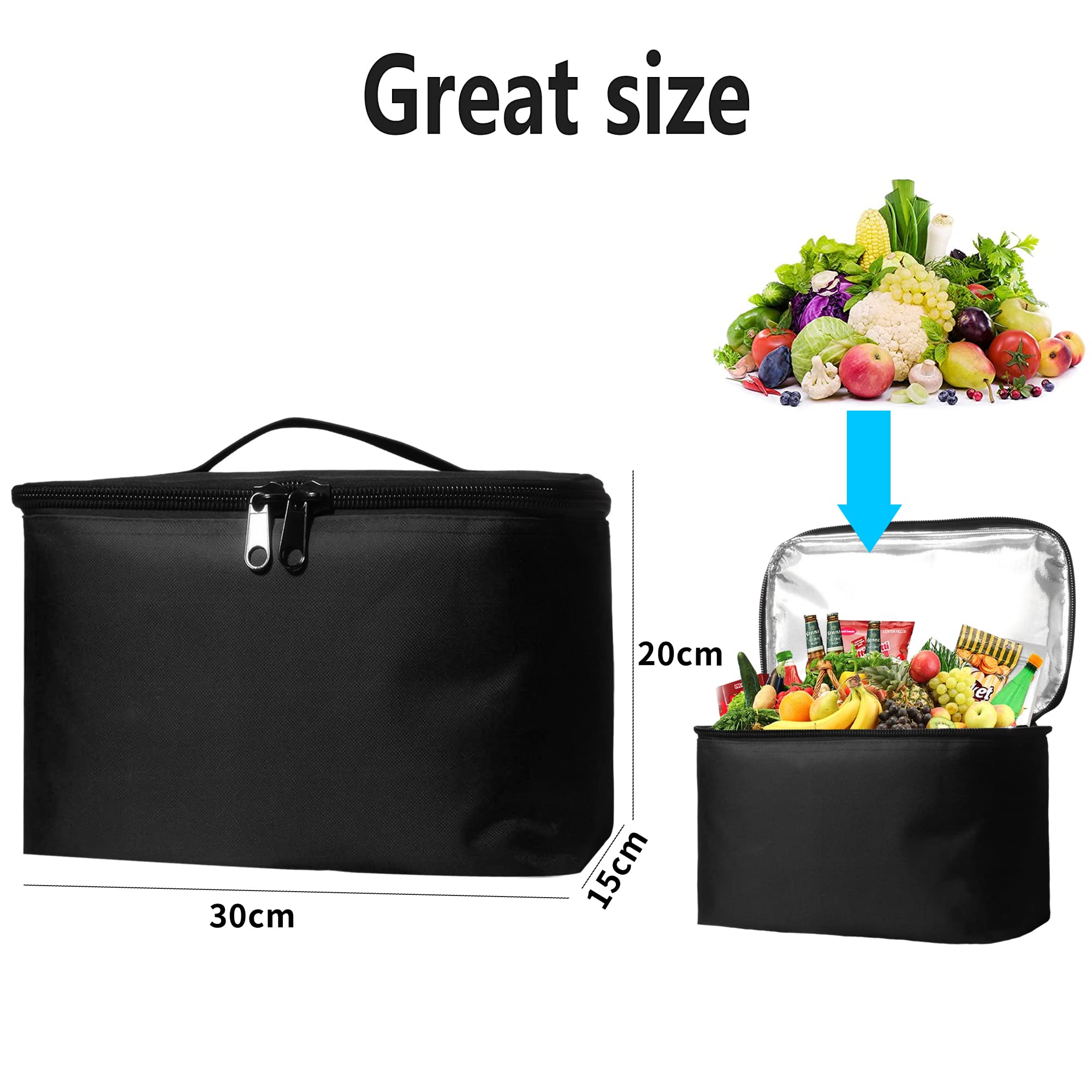 Tearom Insulated Food Delivery Bag Cooler Bags Insulated for Travel Pizza Delivery Bags for Cold and Hot Food Insulated Bags for Camping 1-Pack (black, 12 * 6 * 8)