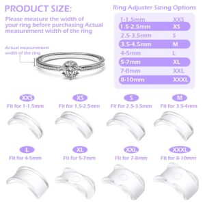 38 Pcs Ring Sizer Adjuster for Loose Rings with Ring Size Measuring Tool, Plug-in Invisible Ring Guards Silicone Tightener EVA Foam Ring Size Adjuster Set with Polishing Cloth