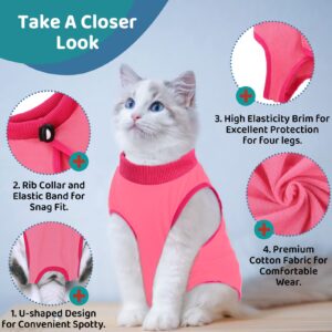 MIGOHI Cat Recovery Suit, Surgical Recovery Suit for Cat Anti-Licking, Cat Body Suit Post Surgery for Abdominal Wounds Skin Diseases, E-Collar Alternative Kitten Onesie for Female, Hot Pink S