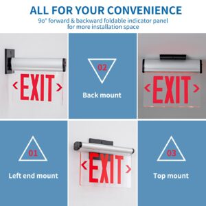 TANLUX Red Exit Signs for Business, LED Edge Lit Exit Sign, UL 924, Hardwired Emergency Exit Lights with Battery Backup, Aluminum Housing with Rotating Acrylic Clear Panel, AC 120/277V, 1 Pack