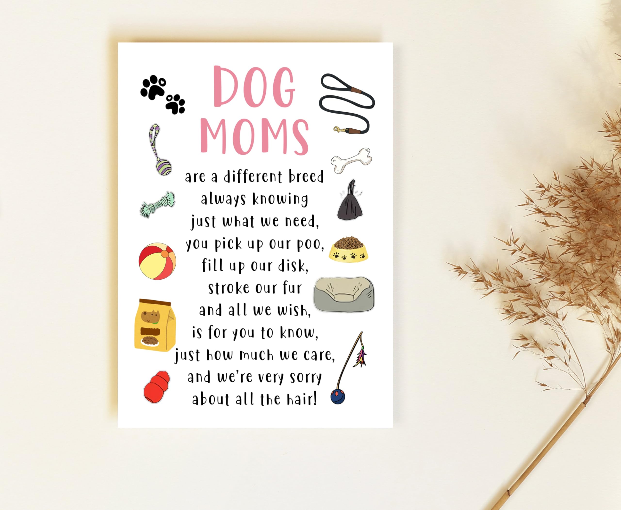 Dog Mom Mother's Day Card - Dog Mom Card - Pet Dog Toys Card - Cards For Dog Lovers - Mother's Day Card - Happy Birthday Mom Card - Funny Cute Dog Mom Card - Mom Love Dogs Card - Greeting Card