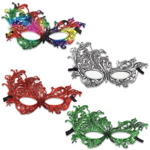 maigendoo 4 pcs lace masquerade masks mardi gras mask men women venetian masks prom eye mask set costume party supplies for carnival mardi gras halloween anniversary festival ball, style 12