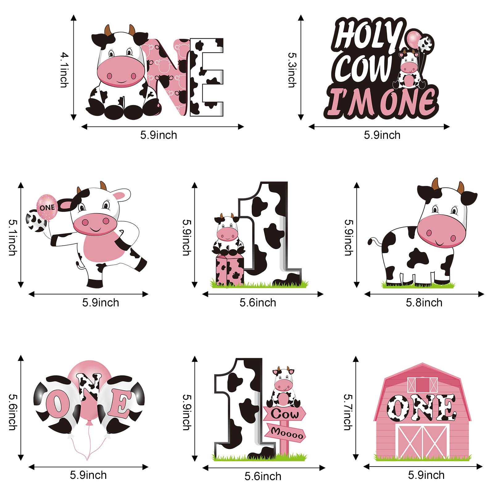 Holy Cow Im One Birthday Decorations Hanging Swirl for Baby Girl, Pink Cow First Birthday Foil Swirls Party Supplies, Baby 1st Bday Cow Theme Ceiling Hanging Sign