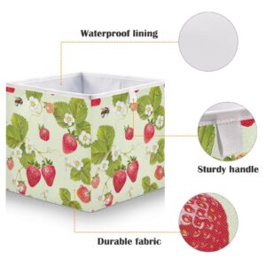 Joisal Strawberry Pattern Design Storage Bins Large Collapsible Full Printed Fabric Storage Bin, Containers for Organizing