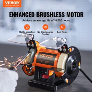 VEVOR Bench Buffer Polisher, Bench Buffer Grinder Polishing & Buffing Machine for Metal/Jewelry/Wood/Jade/Plastic/Silver DIY, with Wool/Abrasive Fiber Wheel/Grinding Wheel,100pcs Tools, 3590RPM