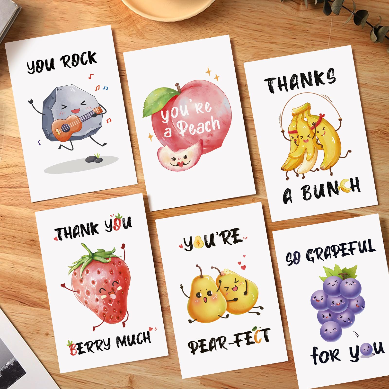 Obbyidk 48 Funny Pun Thank You Cards with Envelopes And Stickers, Bulk Boxed Set Thank You Cards, 4 x 6 in,Thank You Note Cards for Wedding, Bridal & Baby Shower, Business, Graduation