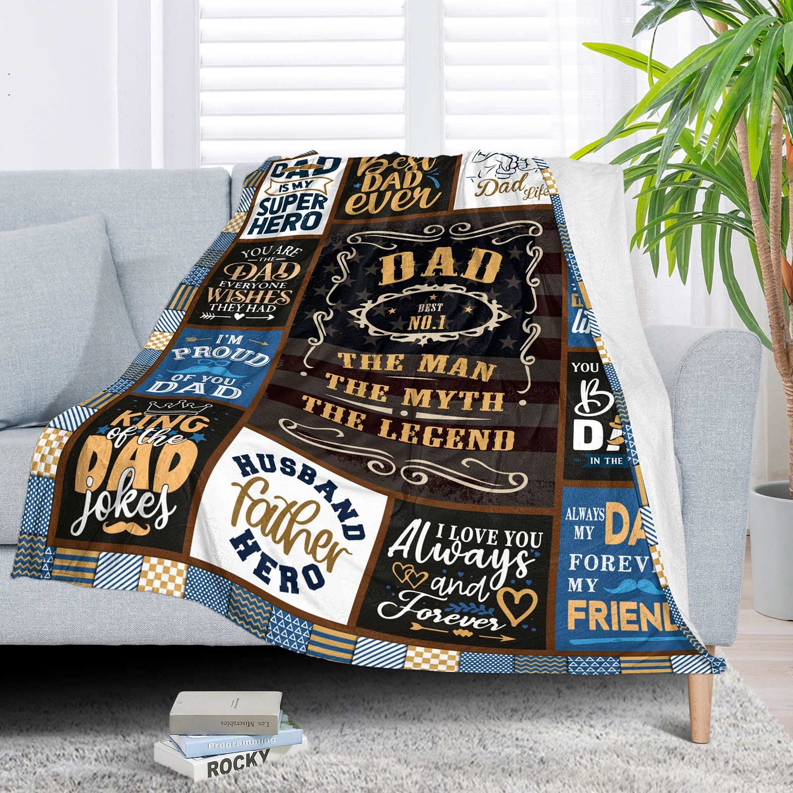 Christmas Dad Gifts Throw Blanket 60" x 50", Birthday Gifts for Dad from Daughter Son, Best Dad Ever Gifts, Presents for Dad from Kids, Dads Birthday Gifts Ideas, Xmas Gifts for Dad Who Wants Nothing