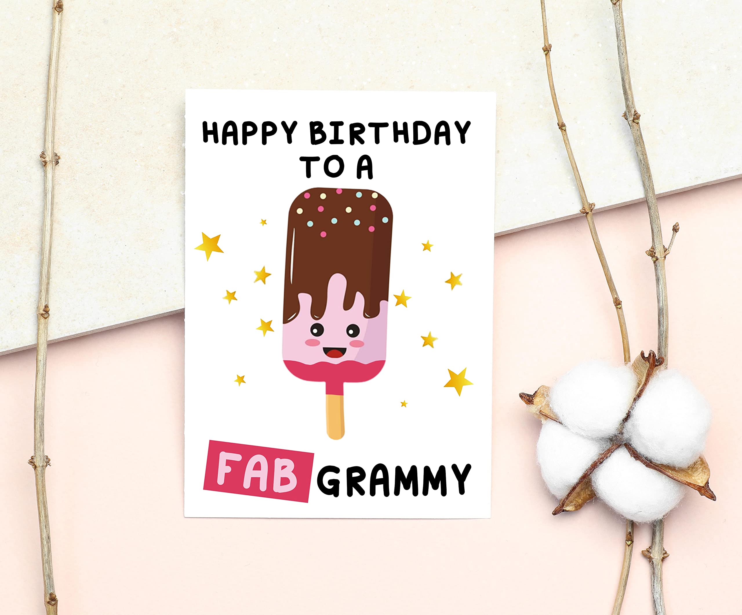 GavinsDesigns Happy Birthday To A Fab Grammy Card - Greeting Card - Happy Birthday Card - Fab Birthday Gift For Her - Fab Grammy Card - Fab Birthday For Grammy Card - Funny Birthday Card