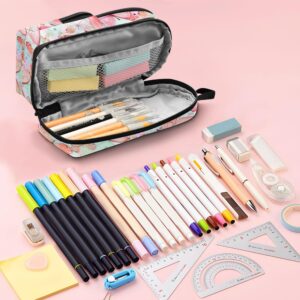 Sletend Big Capacity Pencil Bag Butterfly 3 Compartment Pouch Pen Bag Print Pencil Pen Case