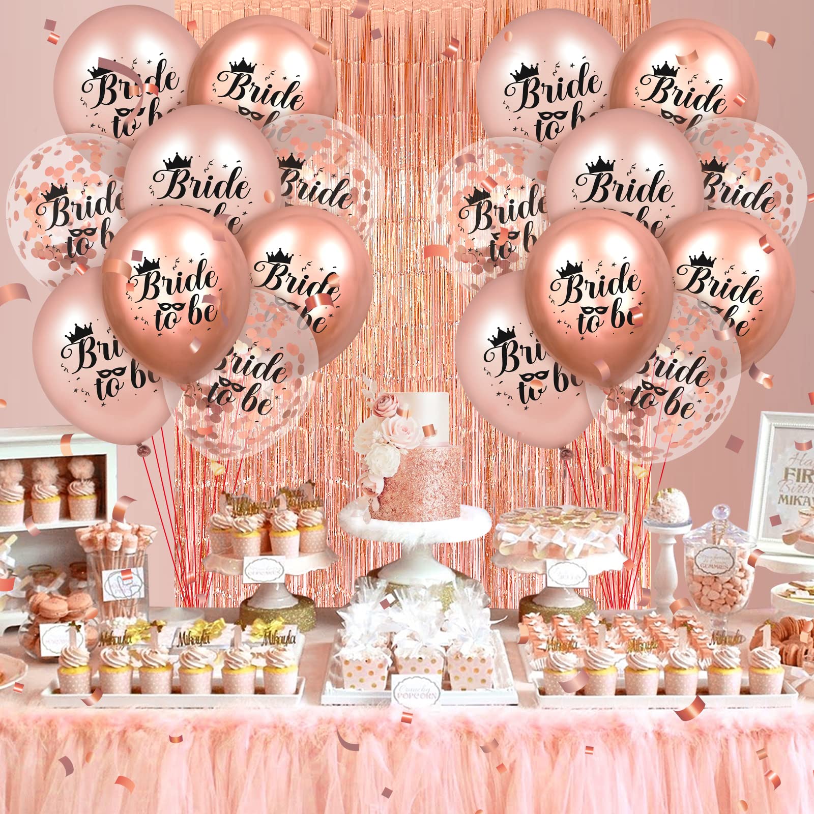 24 Pcs Rose Gold Bride To Be Balloons Bachelorette Party Decorations Rose Gold Bridal Shower Balloons Bachelorette Balloons for Wedding Bridal Shower Engagement Bachelorette Party Supplies