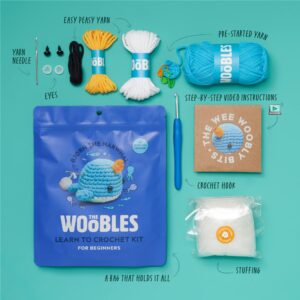 The Woobles Beginners Crochet Kit with Easy Peasy Yarn as seen on Shark Tank - with Step-by-Step Video Tutorials - Bjørn The Narwhal