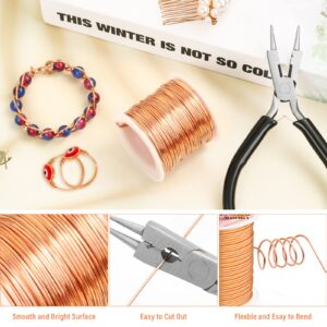 Modacraft 18 Gauge Copper Wire for Jewelry Making with 4 in 1 Plier, 65Ft/1mm Craft Beading Pure Bare Copper Wire for Jewelry Making Supplies and Crafting