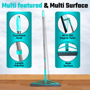 Petme Tender Magic Broom Squeegee Dog Pet Hair Remover, Rotatable, Extendable - Silicone Broom Pet Hair Remover for All-Surfaces Hardwood Floors, Carpet, Tile, Glass, Liquid-Dirt with 60" Handle