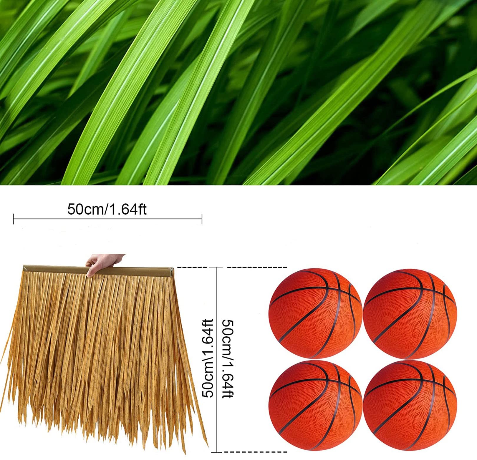 DIOB Palm Thatch Simulation Thatch Tile Fireproof Straw Thatched for Garden Patio Umbrella Fence Party Decoration (Size : 0.5x0.5m)