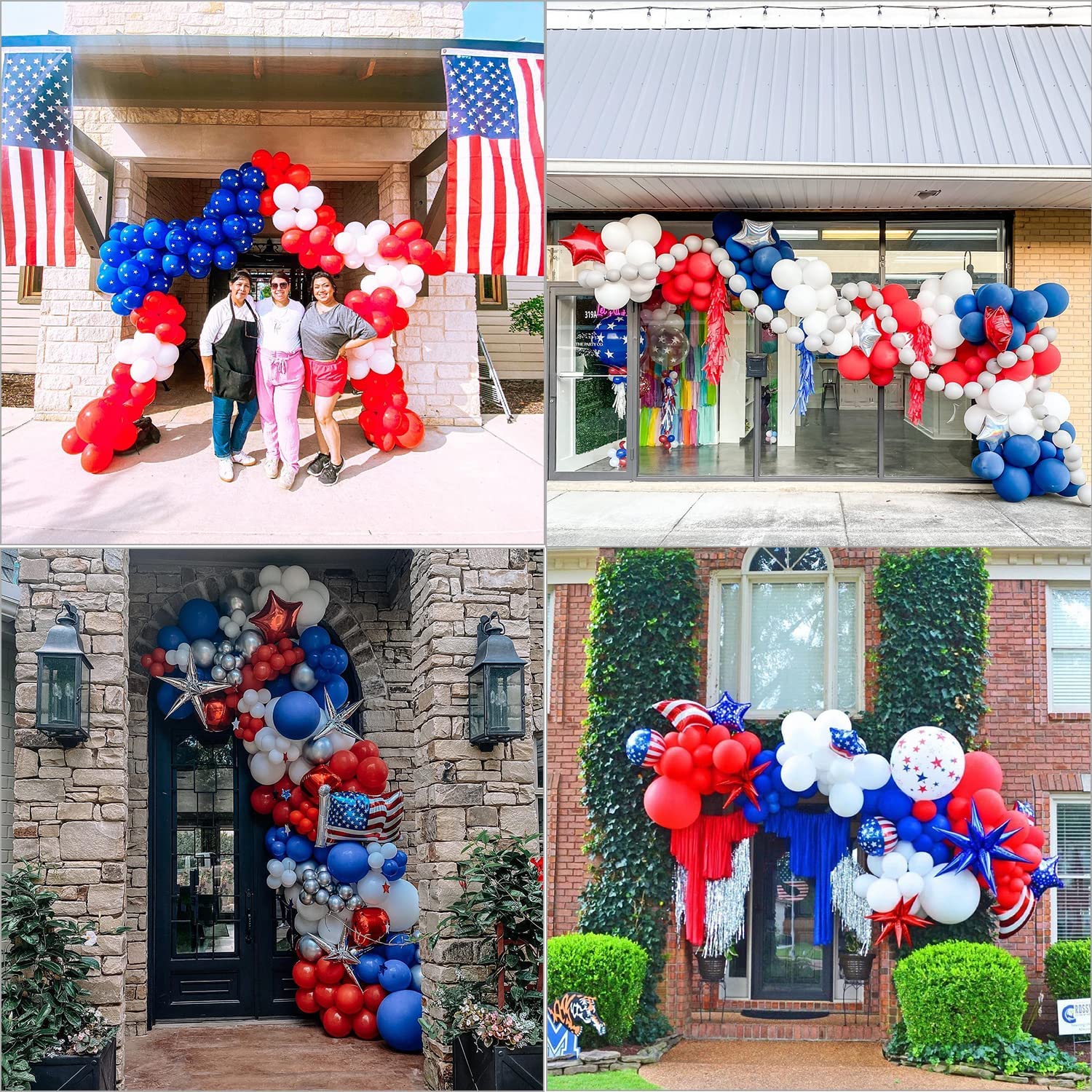 Bonropin Red White and Blue Balloons Garland Kit with Patriotic Theme Foil Fringe Curtain for Graduation Party Supplies Nautical Veterans Memorial Day 4th of July Balloon Arch Decorations