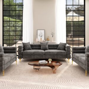 Merluxy Sofa, Bouclé Sofa Couch, 3 Seater Sofa York Sofa Living Room- 85in Wide Oversized Sofa, Grey Comfy Sofa