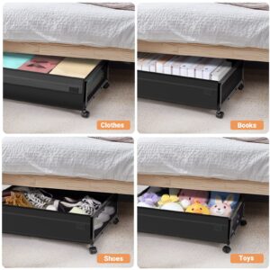 2-Pack Under Bed Storage with Wheels - Fulpower Rolling Underbed Organizer Containers Drawer Bins with Lid for Clothes, Shoes, Toys, Books, Blankets