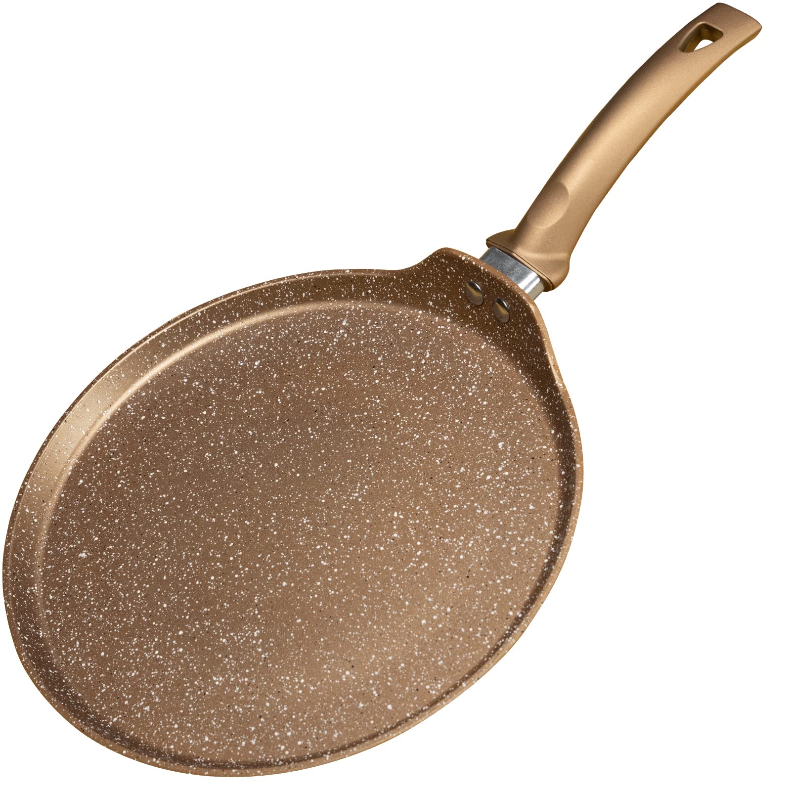 Innerwell 11 inch Nonstick Crepe Pan, Granite Coating Flat Skillet Dosa Tawa Tortilla Pan, Large Pancake Griddle Comal Pan, Compatible with All Stovetops, PFOA Free