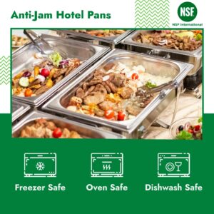 HECMAC 6 Pack Anti-Jam Hotel Pans, 1/3 Size 4 Inch Deep, Commercial Stainless Steel Chafing Steam Table Pan, Catering Storage Metal Food Pan