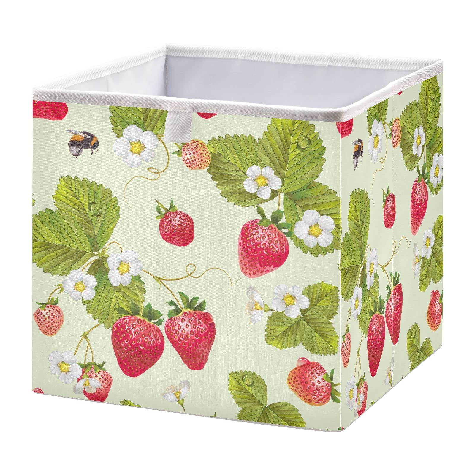 Joisal Strawberry Pattern Design Storage Bins Large Collapsible Full Printed Fabric Storage Bin, Containers for Organizing