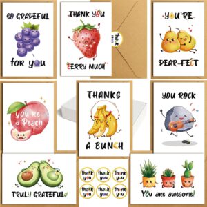 obbyidk 48 funny pun thank you cards with envelopes and stickers, bulk boxed set thank you cards, 4 x 6 in,thank you note cards for wedding, bridal & baby shower, business, graduation