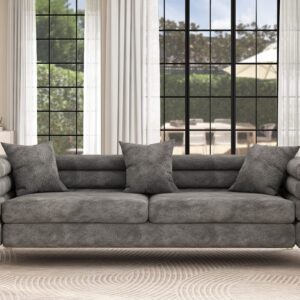 Merluxy Sofa, Bouclé Sofa Couch, 3 Seater Sofa York Sofa Living Room- 85in Wide Oversized Sofa, Grey Comfy Sofa