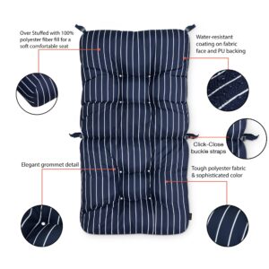 Classic Accessories Water-Resistant 21 x 19 x 22.5 x 5 Patio Chair Cushion, Classic Navy, Stripe, Patio Furniture Chair Cushion