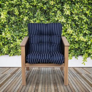 Classic Accessories Water-Resistant 21 x 19 x 22.5 x 5 Patio Chair Cushion, Classic Navy, Stripe, Patio Furniture Chair Cushion