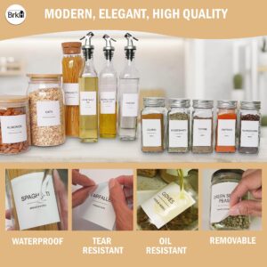 403 Pcs Kitchen Pantry Labels for Food Containers, 3 Sizes Preprinted Minimalist Waterproof Pantry Labels, With Oil & Vinegar Bottle Labels, Spice Jars Labels, Expiry Labels and Blank Labels