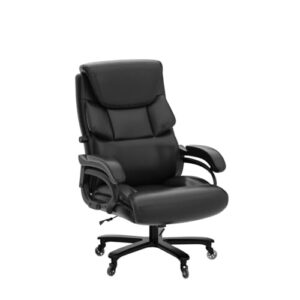 DYHOME Office Chair Black Leather Ergonomic High Back Big and Tall Executive Home Office Chair Comfortable Modern Computer Chair with Quiet Wheels Metal Base Managerial Chair