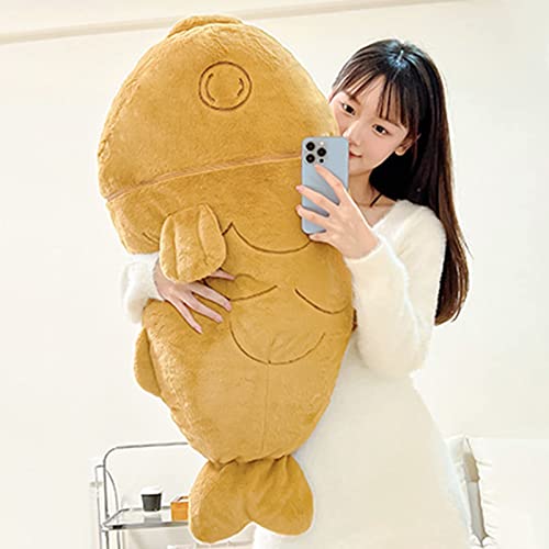 Ditucu 32 inch Large Taiyaki Cat Plush Pillow Giant Kitten Inside Fish 2 in 1 Big Size Stuffed Animals Plushies Toys with Outfit Sleeping Doll Gifts for Girls Boys