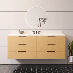 kitchen bath collection oslo 60-inch floating wall-mounted single bathroom vanity: includes blonde wood cabinet with matte white countertop and white ceramic sink