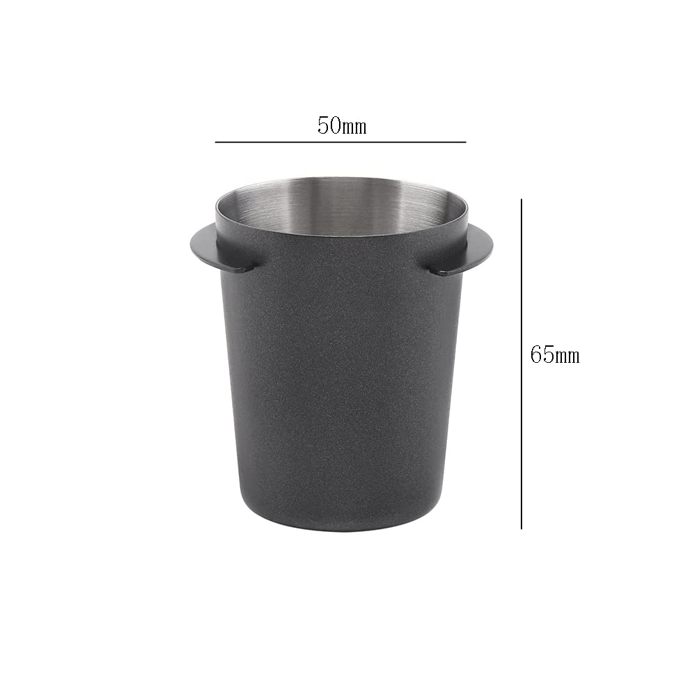 1 Piece Coffee Dosing Cup Coffee Powder Dosing Cup Coffee Sniffing Mug Stainless Steel Coffee Dosing Cup Coffee Machine Coffee Powder Feeder Part(Black, 51mm)