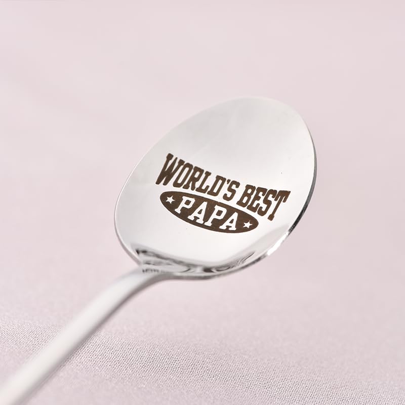 Best Papa Fathers Day Birthday Gifts for Dad Papa from Granddaughter Grandson World’s Best Papa Spoon for Daddy Grandpa Christmas Gift for Men Father Cute Coffee Tea Ice Cream Spoons