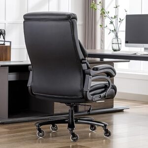 DYHOME Office Chair Black Leather Ergonomic High Back Big and Tall Executive Home Office Chair Comfortable Modern Computer Chair with Quiet Wheels Metal Base Managerial Chair