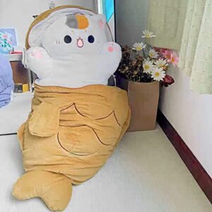 Ditucu 32 inch Large Taiyaki Cat Plush Pillow Giant Kitten Inside Fish 2 in 1 Big Size Stuffed Animals Plushies Toys with Outfit Sleeping Doll Gifts for Girls Boys