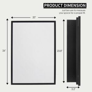 Movo 20 inch x 26 inch Medicine Cabinet Mirror,Black Mirror Medicine cabinets for Bathroom, Recessed or Surface Mount Bathroom Medicine Cabinet with Beveled Mirror