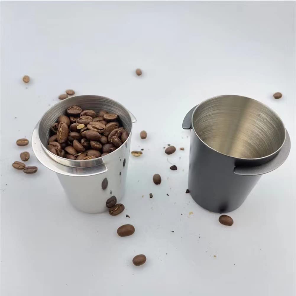 1 Piece Coffee Dosing Cup Coffee Powder Dosing Cup Coffee Sniffing Mug Stainless Steel Coffee Dosing Cup Coffee Machine Coffee Powder Feeder Part(Black, 51mm)