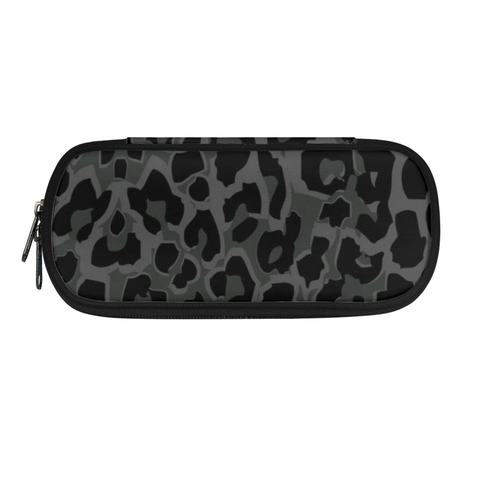 Binienty Black Leopard Print Pen Pencil Case Big Storage Durable Cheetah Print Pen Pouch Bag for School Supplies Office College Teen Girls Adults