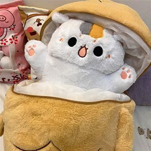 Ditucu 32 inch Large Taiyaki Cat Plush Pillow Giant Kitten Inside Fish 2 in 1 Big Size Stuffed Animals Plushies Toys with Outfit Sleeping Doll Gifts for Girls Boys