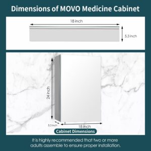 Movo Medicine Cabinet Mirror,18 inch x 24 inch Frameless Mirror Medicine Cabinets for Bathroom,Surface Mount Bathroom Medicine Cabinet with Mirror